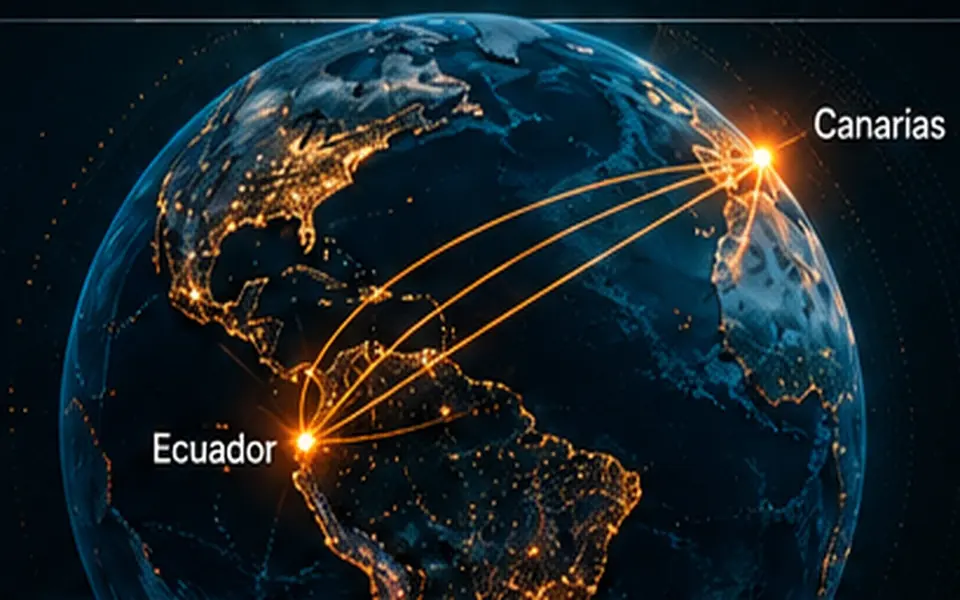 Ilustración de la conexión entre Canarias y Ecuador
